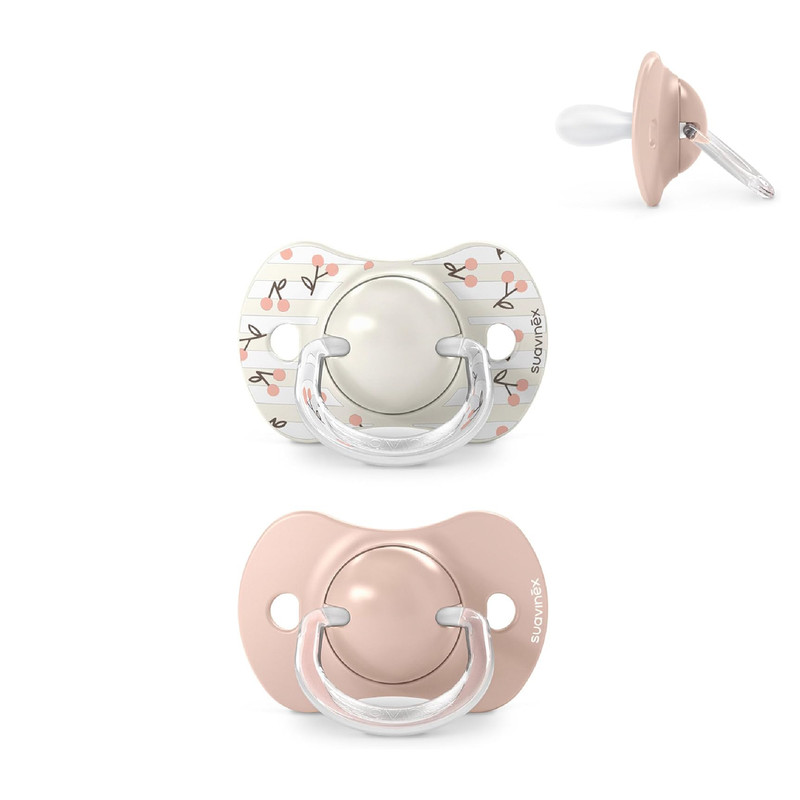 Suavinex - Silicone Teat Pacifier - 0-6M - Birdies Pink - 2 Pc Set