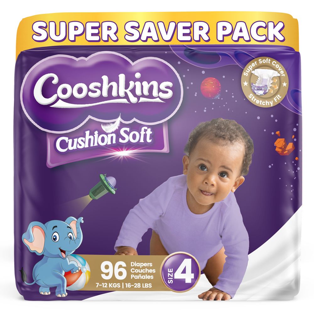 Cooshkins - Baby Cushion Soft Disposable Diapers - Size 4 - 7-12 kg - 96 Pcs