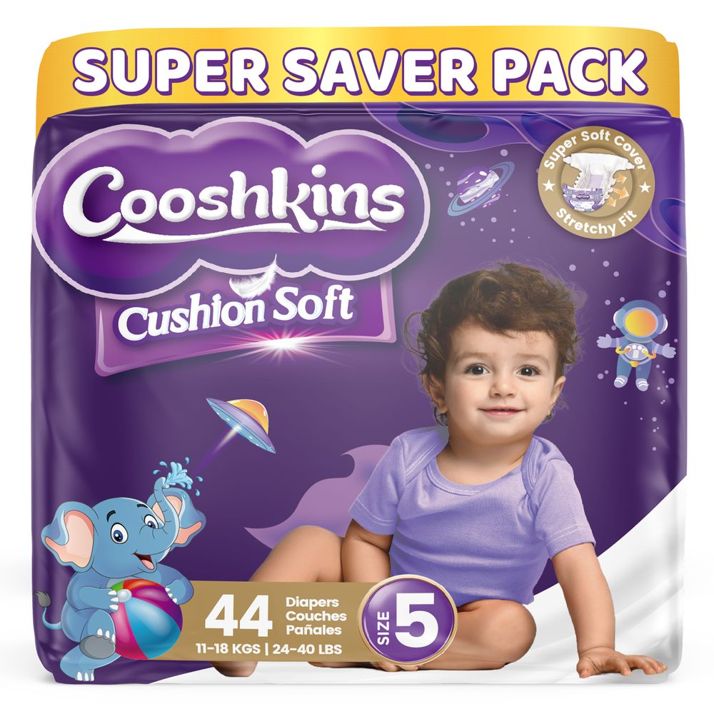 Cooshkins - Baby Cushion Soft Disposable Diapers - Size 5 - 11-18 kg - 44 Pcs