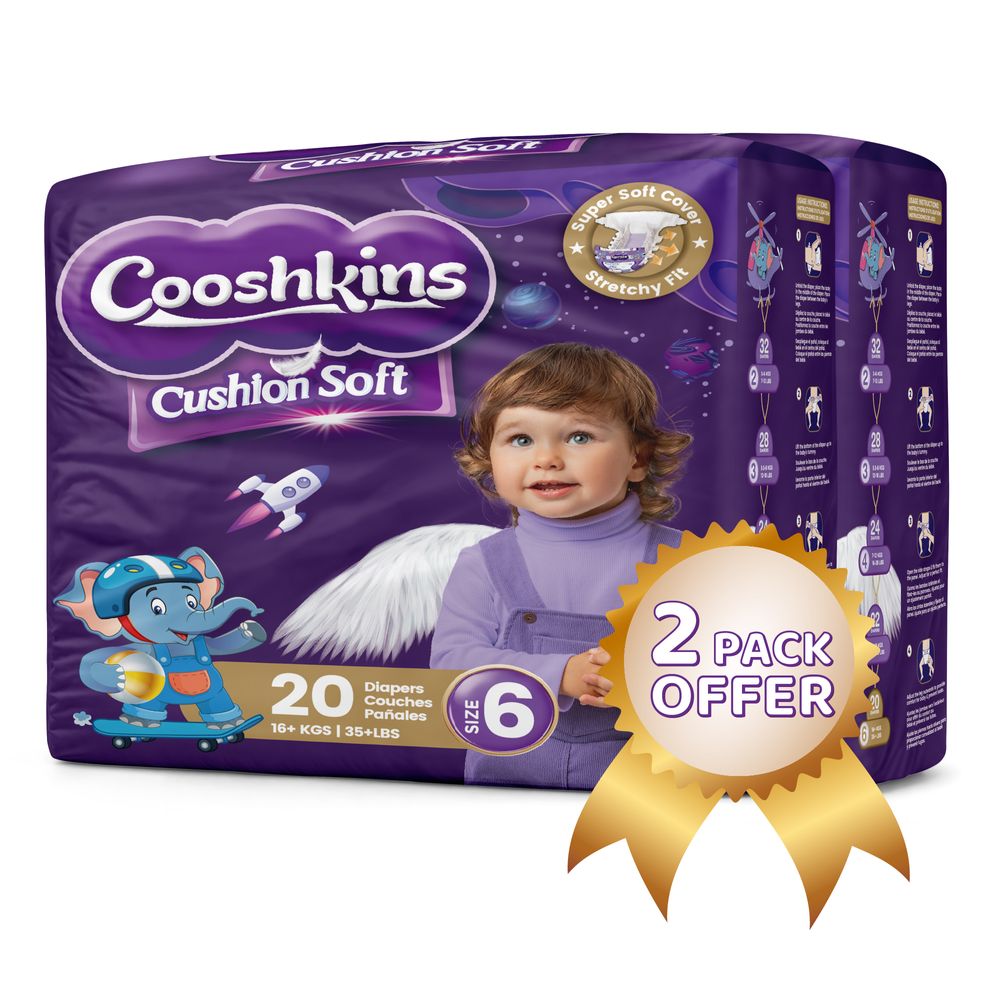 Cooshkins - Baby Cushion Soft Disposable Diapers - Size 6 - 16 Plus kg - 40 Pcs