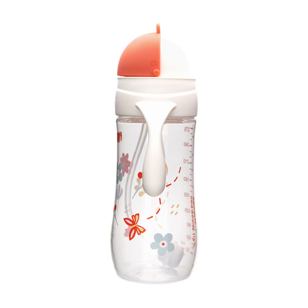 Farlin Grow With Colours PP Wide Neck Drinking Cup With Sliding Lid And Handle - Orange - 270 ml