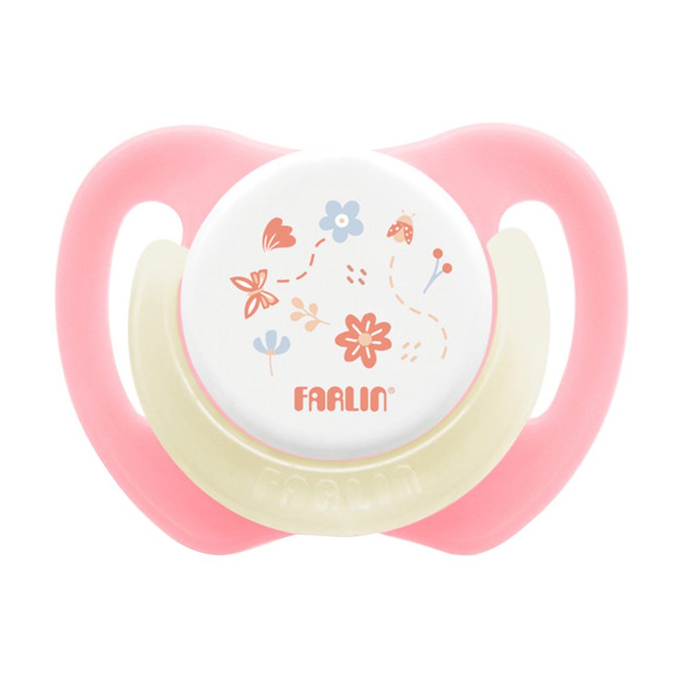 Farlin Chu Chu Cherry Baby Silicone Pacifier With Luminous Ring - Pink - 6M