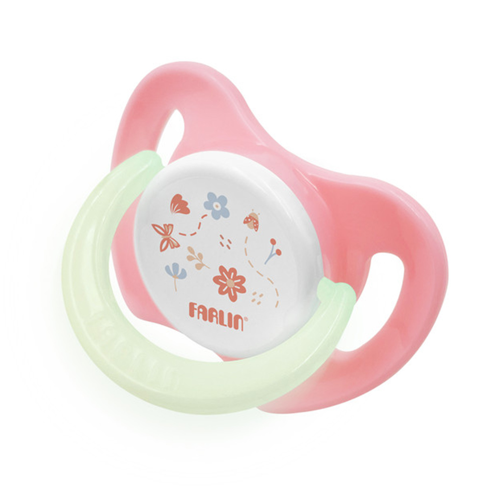 Farlin Chu Chu Cherry Baby Silicone Pacifier With Luminous Ring - Pink - 6M