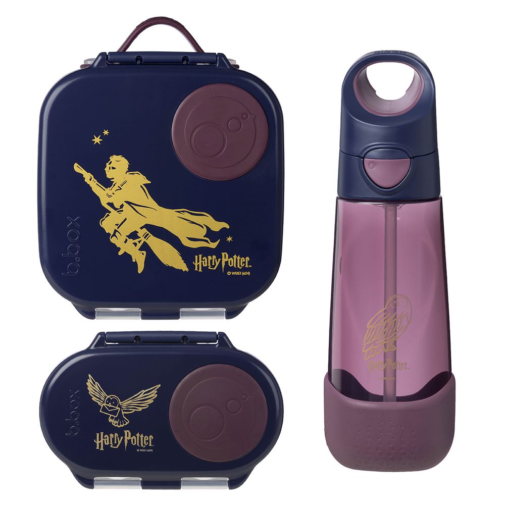 B.Box - Harry Potter Kids Lunchbox, Tritan Bottle & Snackbox - Navy/Purple