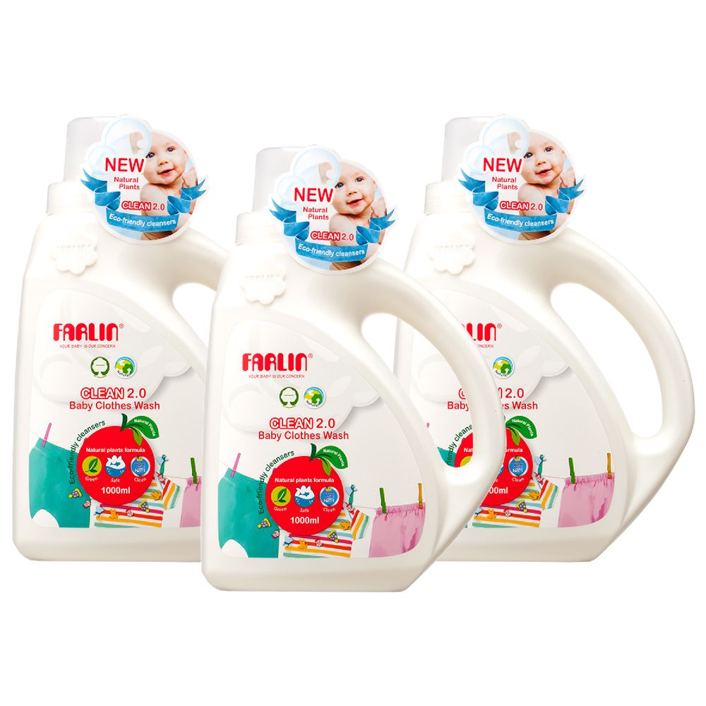 Farlin - Clean 2.0 Baby Clothing Gentle Detergent 1000ml - 3 Pcs