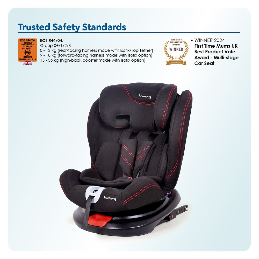 Harmony - 3-In-1 Freestyle Deluxe Car Seat With Isofix & Top Tether - Black