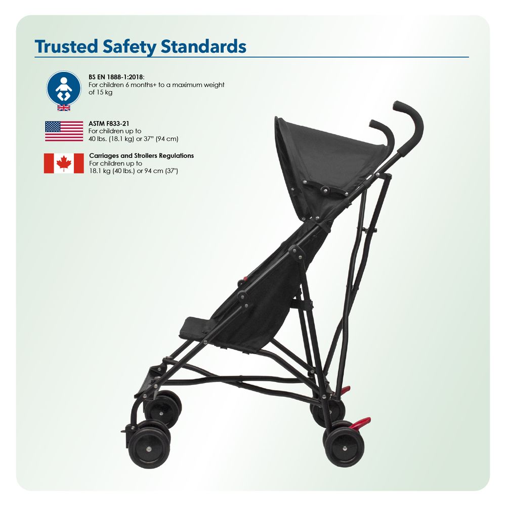 Harmony - Litewave Pushchair With Canopy Umbrella - Black
