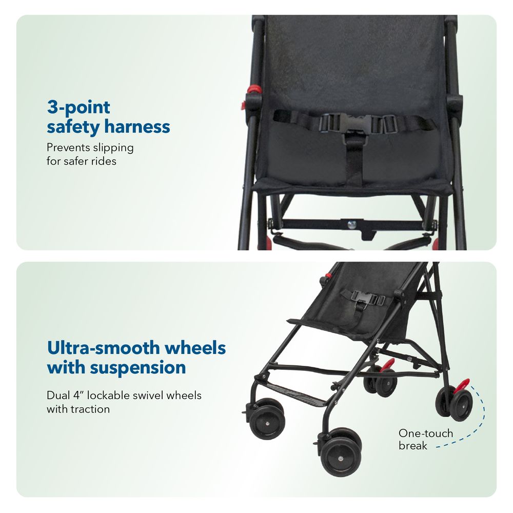 Harmony - Litewave Pushchair With Canopy Umbrella - Black