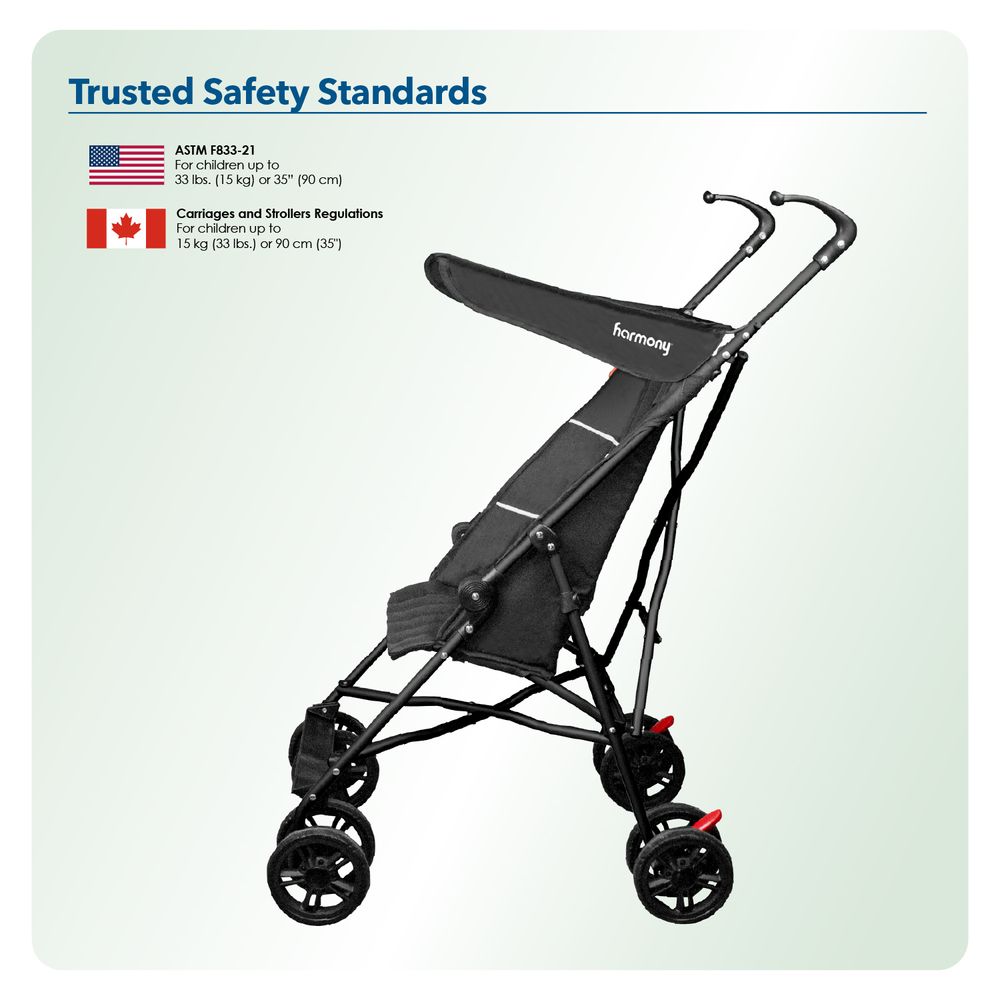 Harmony - Versa Umbrella Fold Luxury Stroller - Black