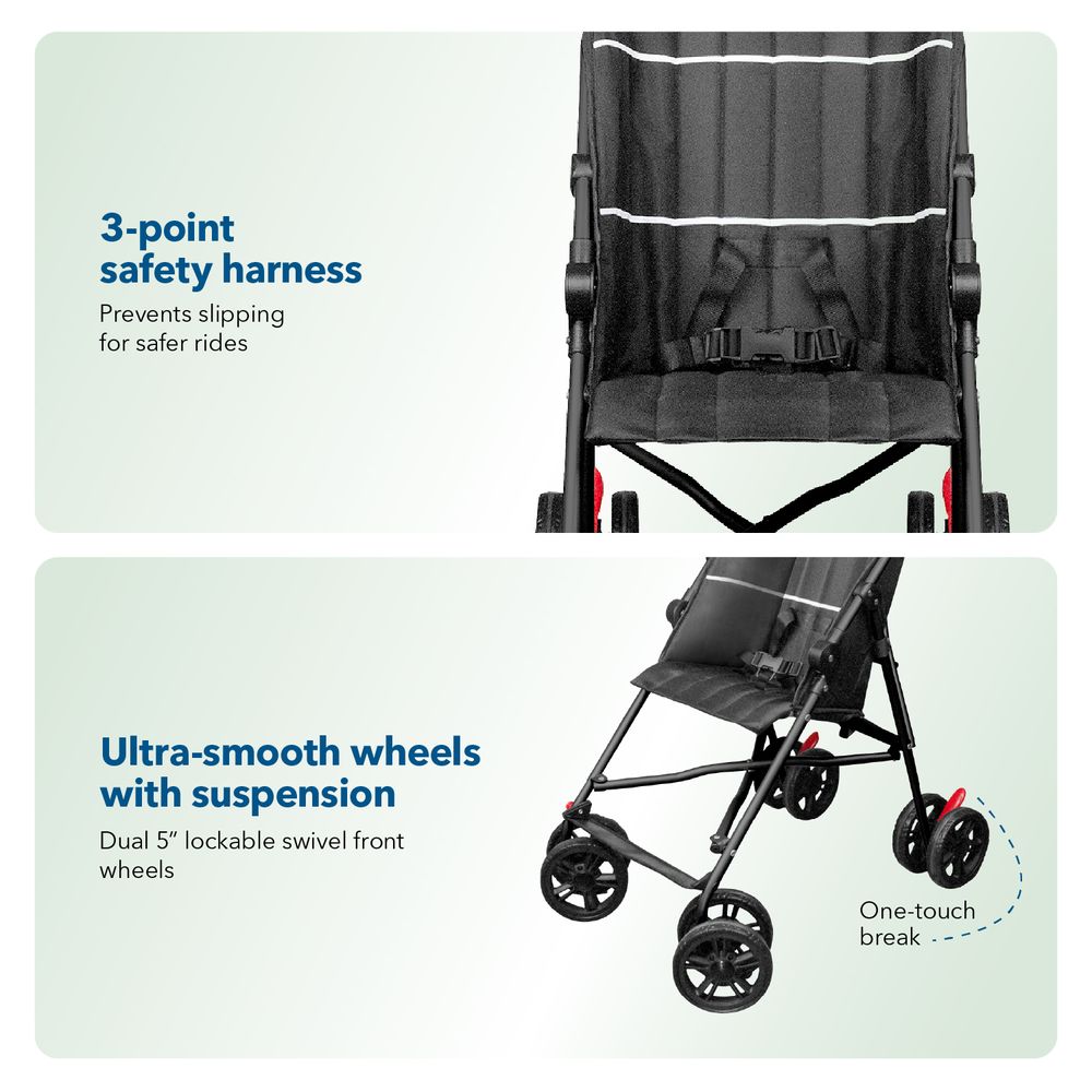 Harmony - Versa Umbrella Fold Luxury Stroller - Black