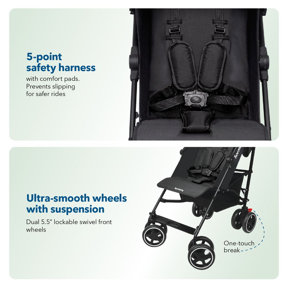 Harmony - Aspire Deluxe Umbrella Fold Stroller - Black