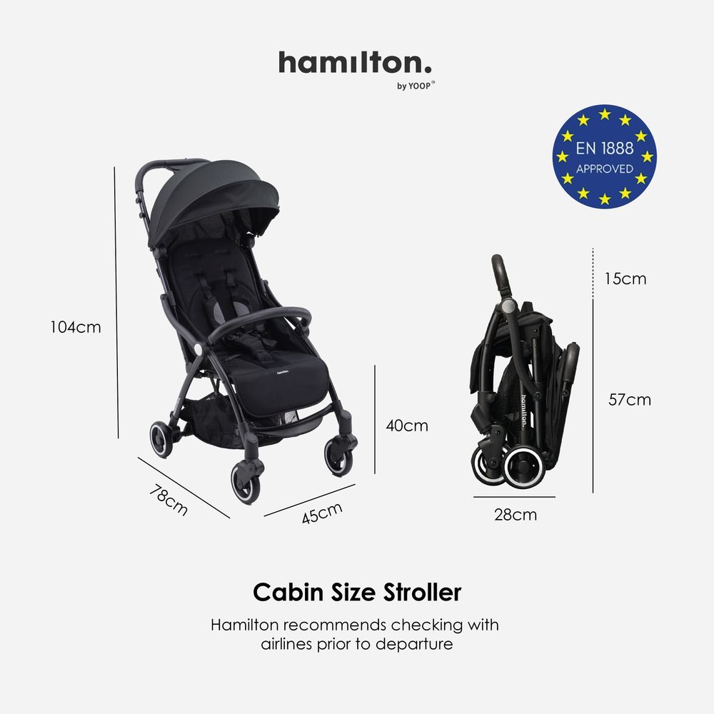 Hamilton - X1 Lightweight Everyday Baby Stroller - One Hand Fold & Unfold - Khaki