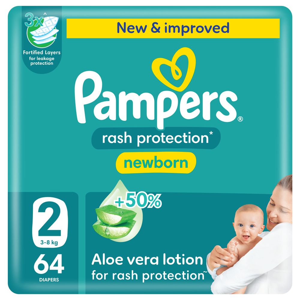 Pampers - Rash Protection Taped Diapers - Jumbo Pack - Size 2 - 3-8 kg - 64 Pcs