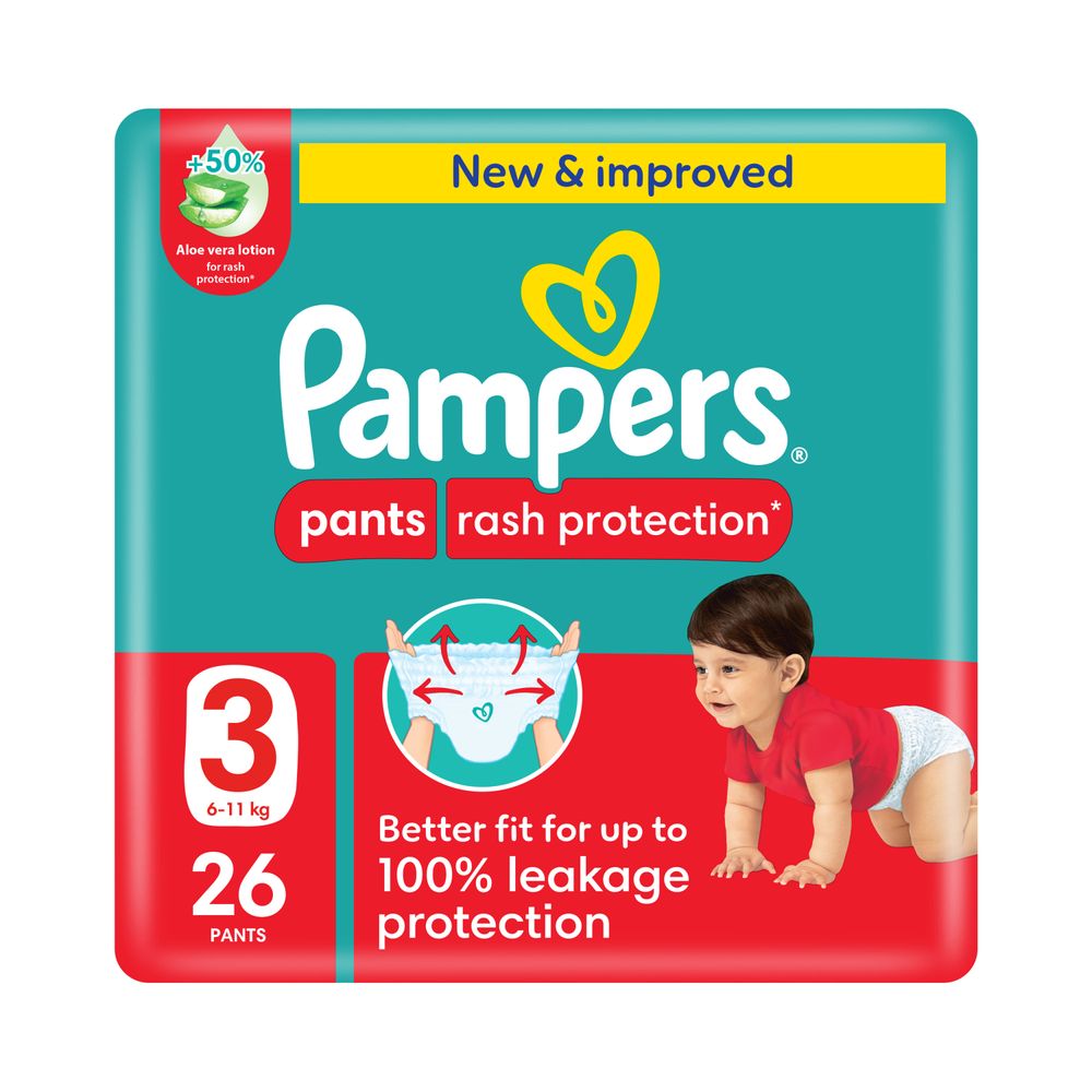 Pampers - Rash Protection Diapers Pants With Aloe Vera - Size 3 - 6-11kg - 26 Pcs