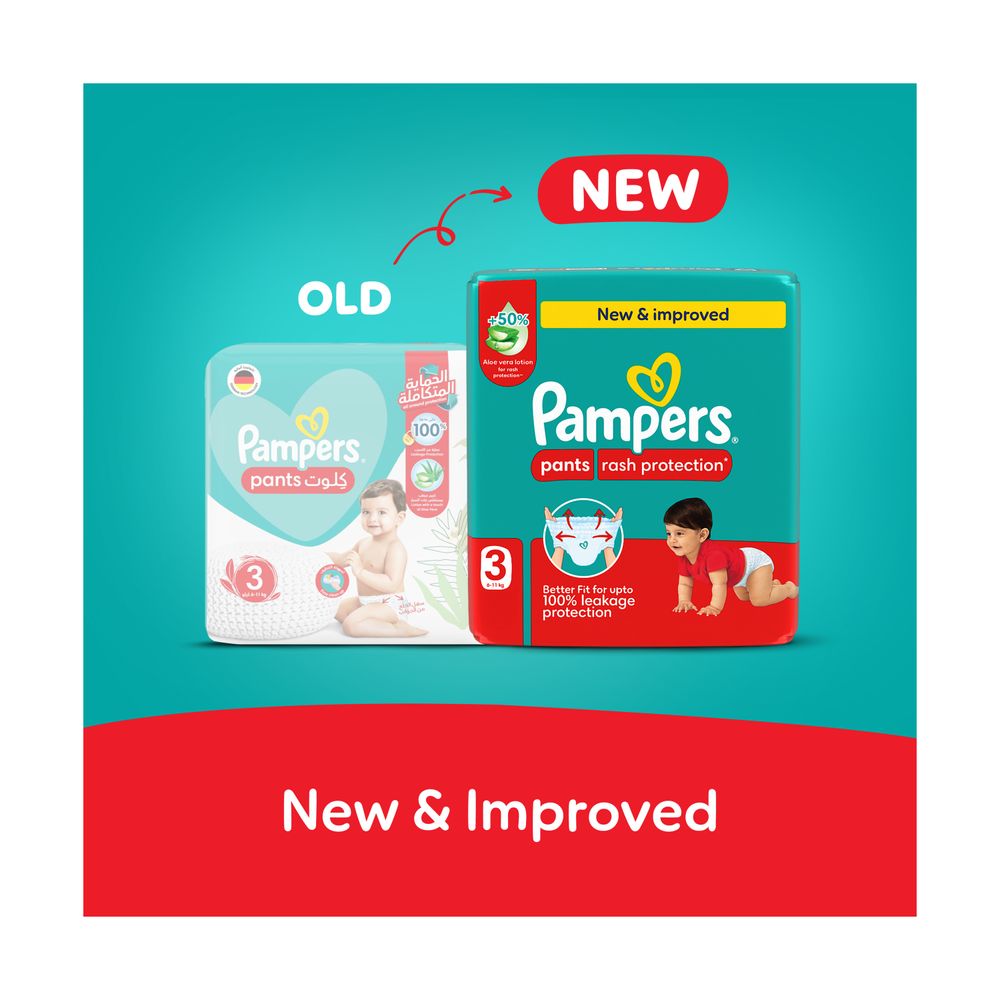 Pampers - Rash Protection Diapers Pants With Aloe Vera - Size 3 - 6-11kg - 26 Pcs