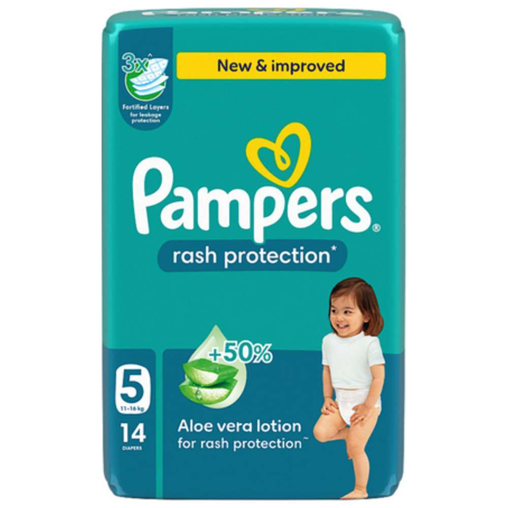 Pampers - Rash Protection Taped Diapers - Size 5 - 11-16 kg - 14 Count