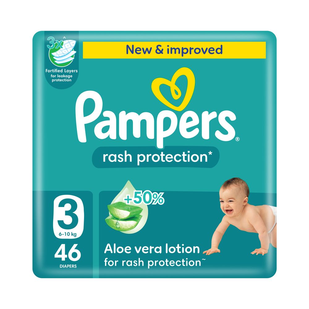 Pampers - Rash Protection Taped Diapers - Size 3 - 6-10 kg - 46 Pcs