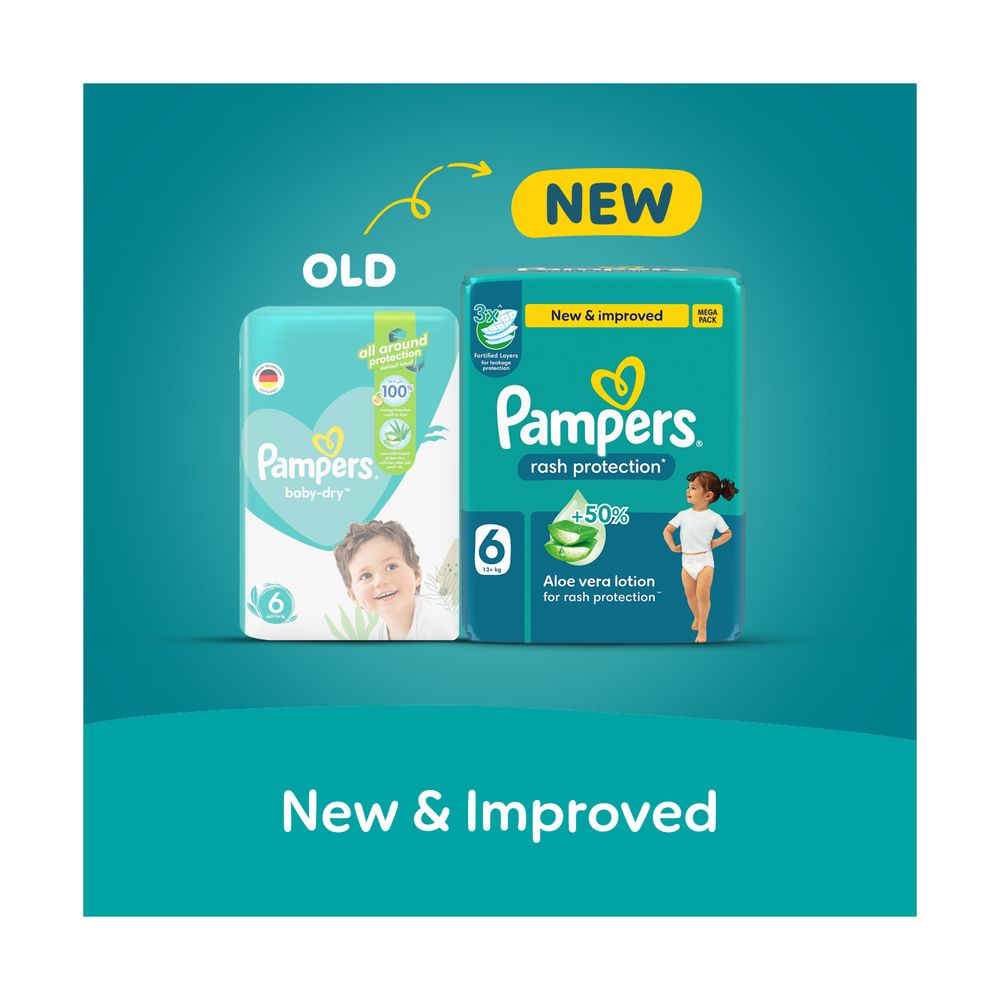 Pampers Rash Protection Taped Diapers - Giant Box - Size 6 - 13 Plus kg - 72 Pcs