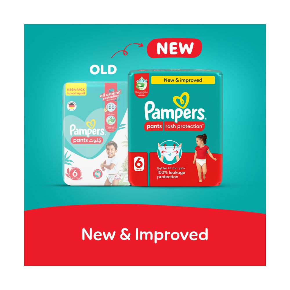 Pampers - Rash Protection Diapers Pants With Aloe Vera - Size 6 - 16-21kg - 34 Pcs