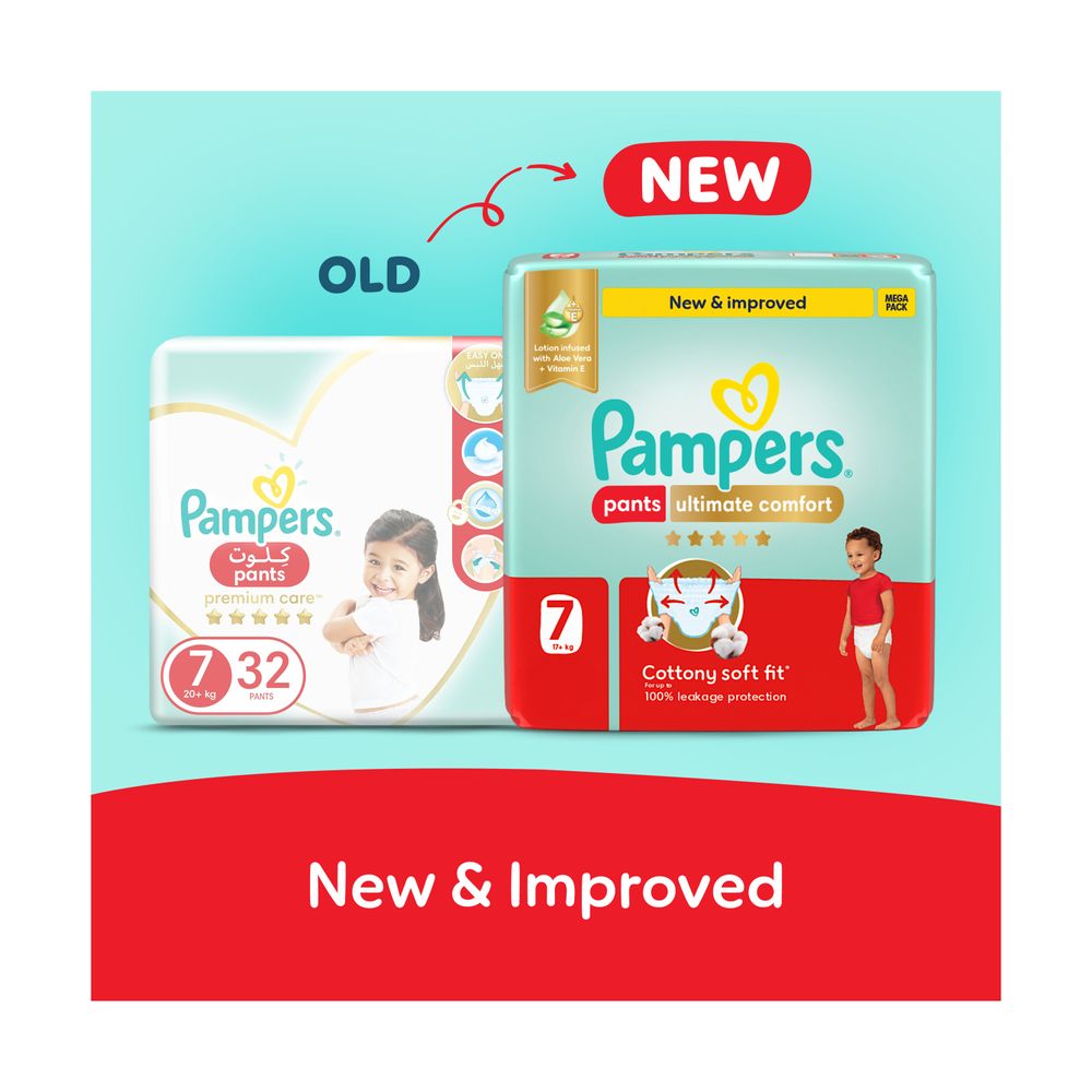 Pampers - Ultimate Comfort Diaper Pants With Aloe Vera And Vitamin E - Size 7 - 20+kg - 32 Diapers