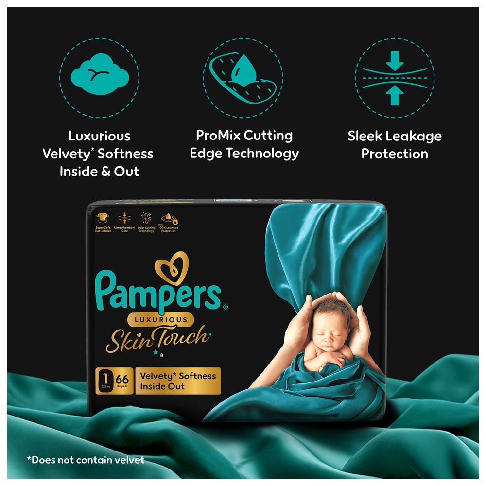 Pampers - Luxurious Skin Touch Premium Diapers - Size 1 - 2-5 kg - 66 Pcs
