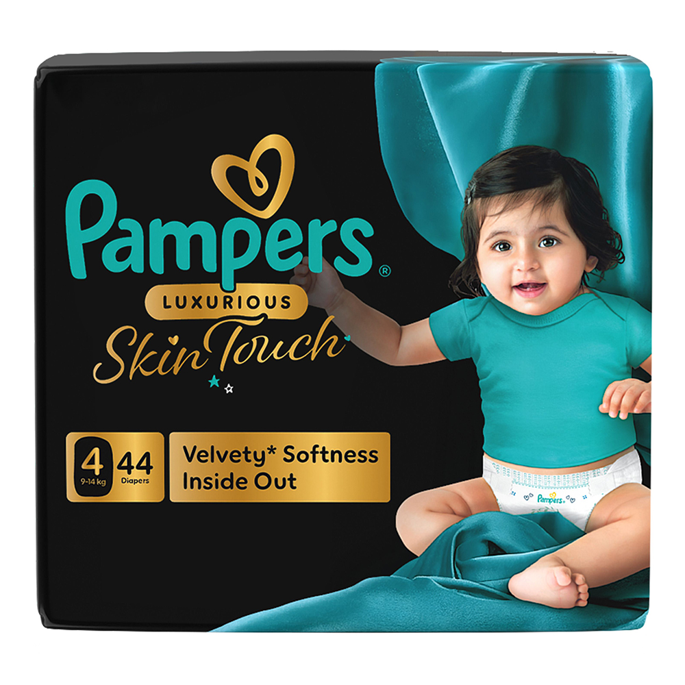Pampers - Luxurious Skin Touch Premium Diapers - Size 4 - 9-14 kg - 44 Pcs