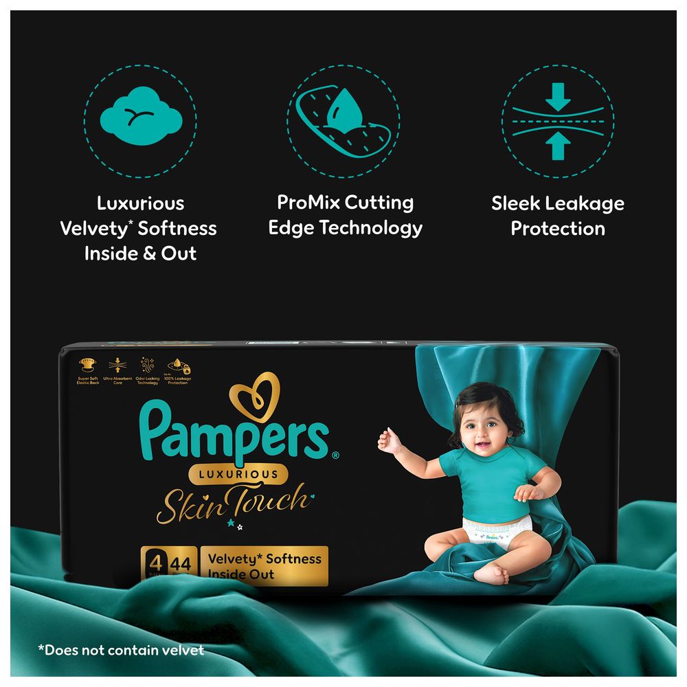 Pampers - Luxurious Skin Touch Premium Diapers - Size 4 - 9-14 kg - 44 Pcs