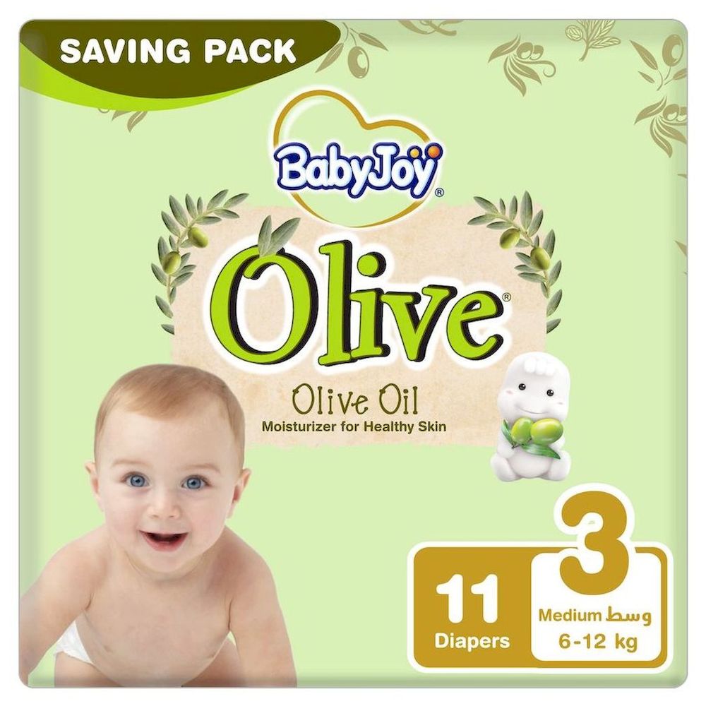 BabyJoy - Olive Tape Diapers - Size 3 Medium - 6-12 Kg - 11 Count