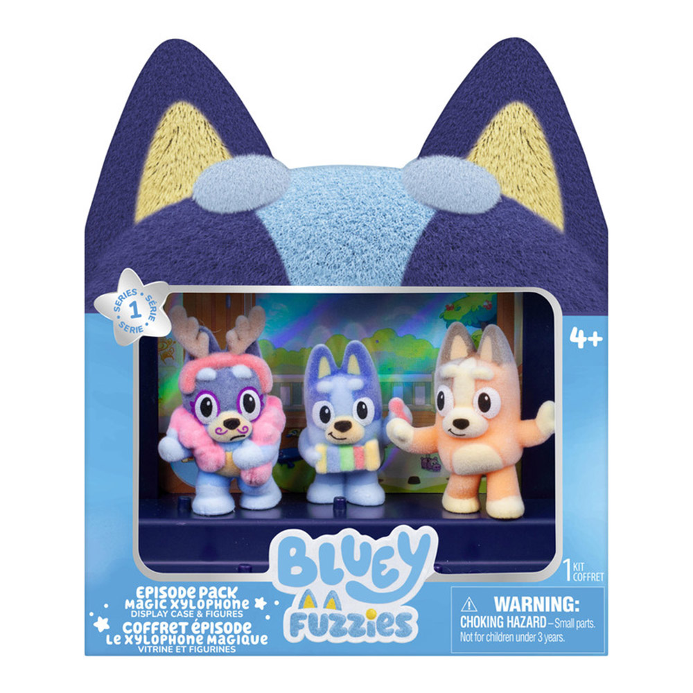 Bluey - Fuzzies Episode Pack Display Case And Figures - Magic Xylophone - 3 Pc Set