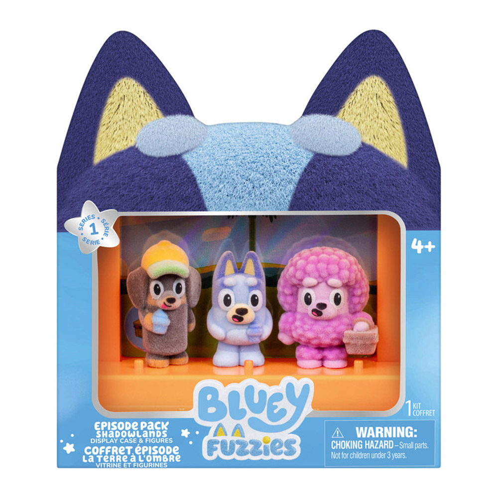 Bluey - Fuzzies Episode Pack Display Case And Figures - Shadowlands - 3 Pc Set