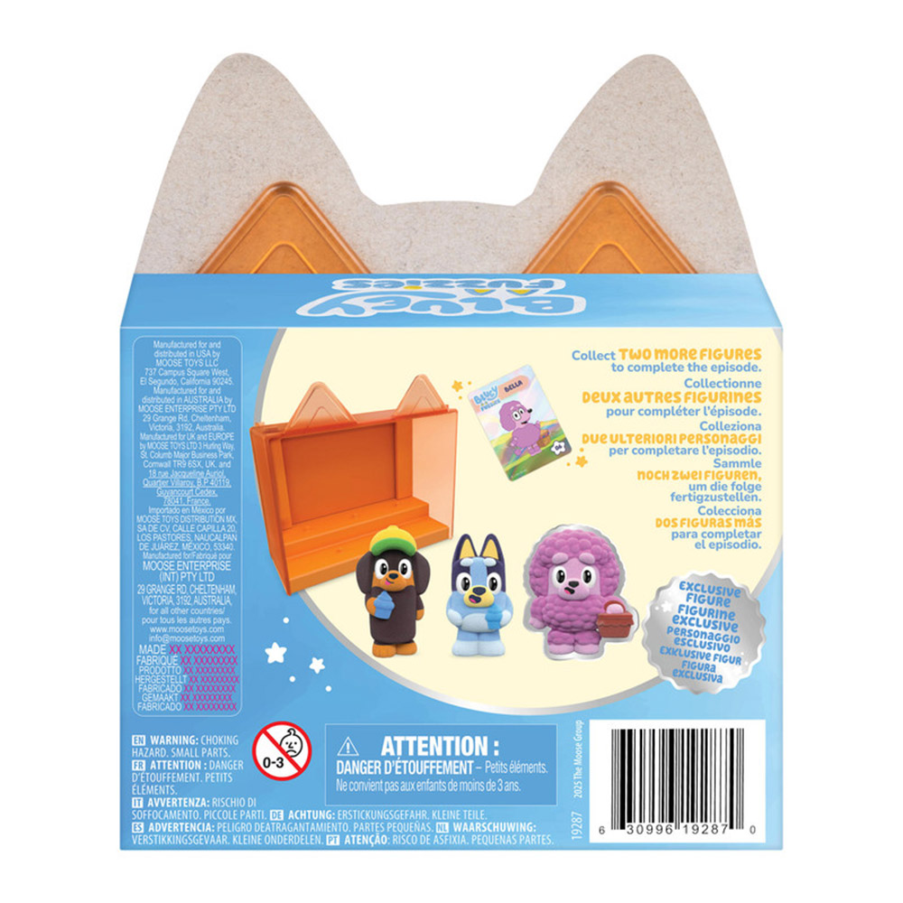 Bluey - Fuzzies Episode Pack Display Case And Figures - Shadowlands - 3 Pc Set
