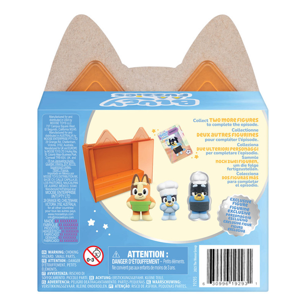 Bluey - Fuzzies Episode Pack Display Case And Figures - Pavlova - 3 Pc Set
