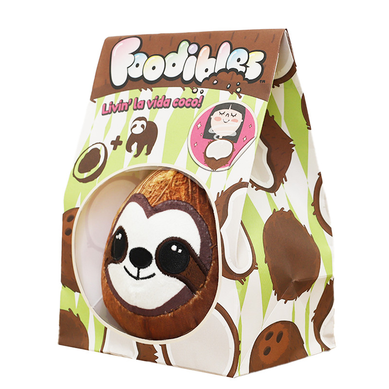 Foodibles - Series 1 Scented Plushies Coconut Sloth - Small - 10 cm