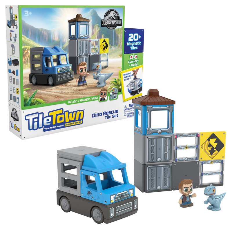 مجموعة بلاط إنقاذ الديناصورات من لعبة Tile Town - Jurassic World