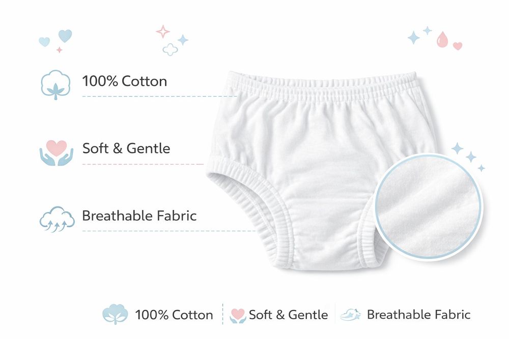 Tummy - 3pc-Set - Baby Cotton Diaper Cover - White