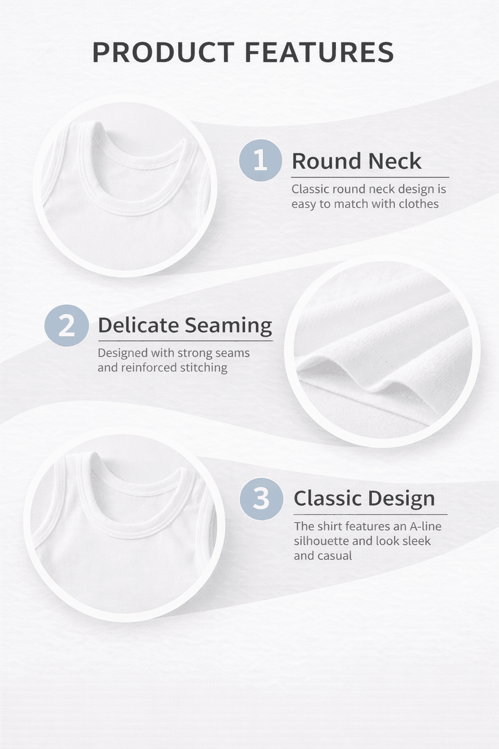 Tummy - 3pc-Set - Baby Cotton Sleeveless Vest - White