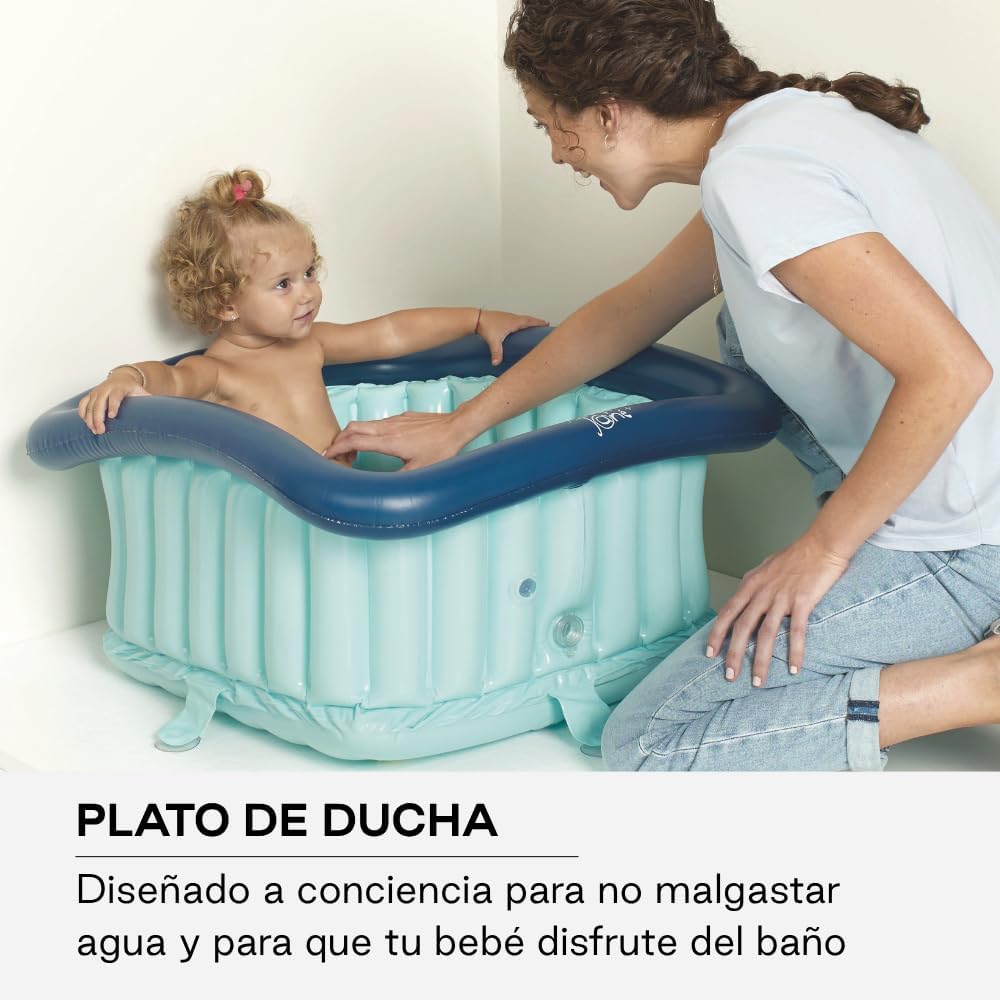 Jane - Square Inflatable Baby Bathtub With Air Pump - Blue - 70 L