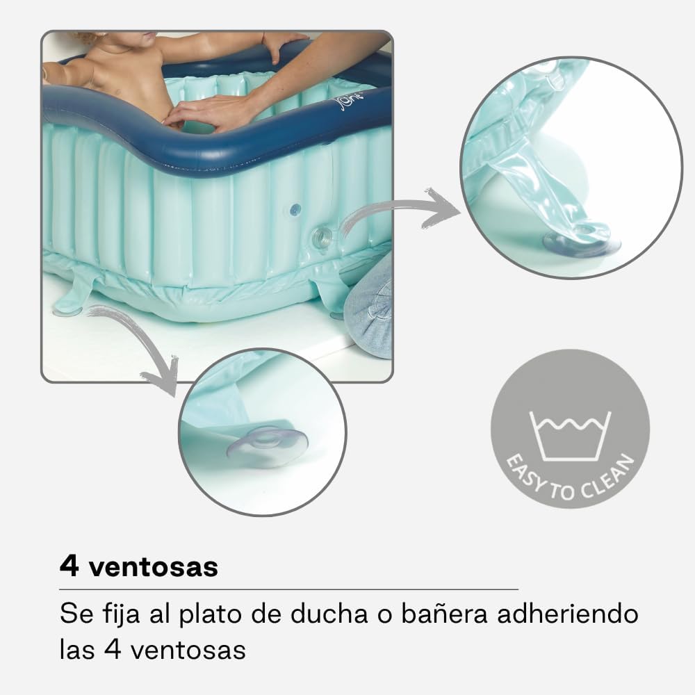 Jane - Square Inflatable Baby Bathtub With Air Pump - Blue - 70 L
