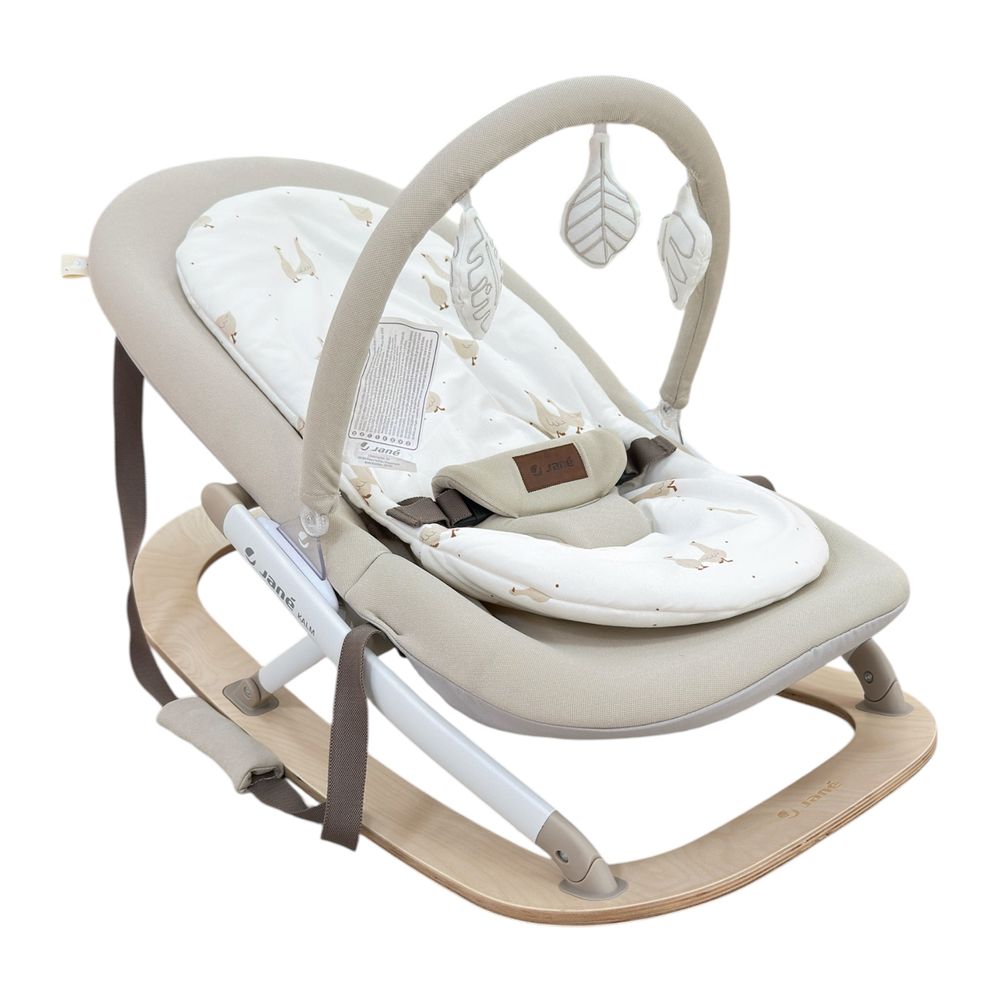 Jane - Kalm Wooden Baby Bouncer And Rocker With Activity Arch - Desert