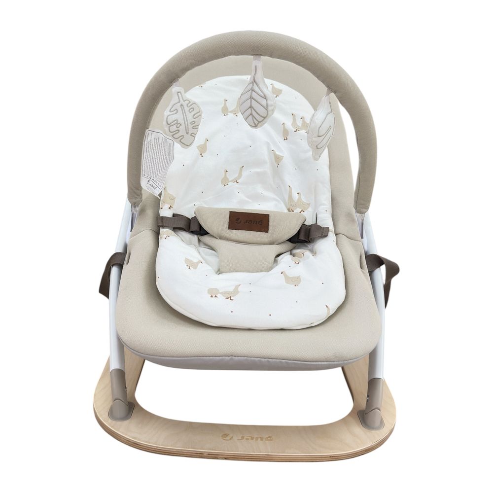 Jane - Kalm Wooden Baby Bouncer And Rocker With Activity Arch - Desert