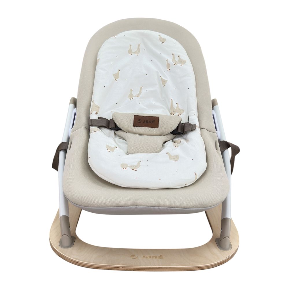 Jane - Kalm Wooden Baby Bouncer And Rocker With Activity Arch - Desert