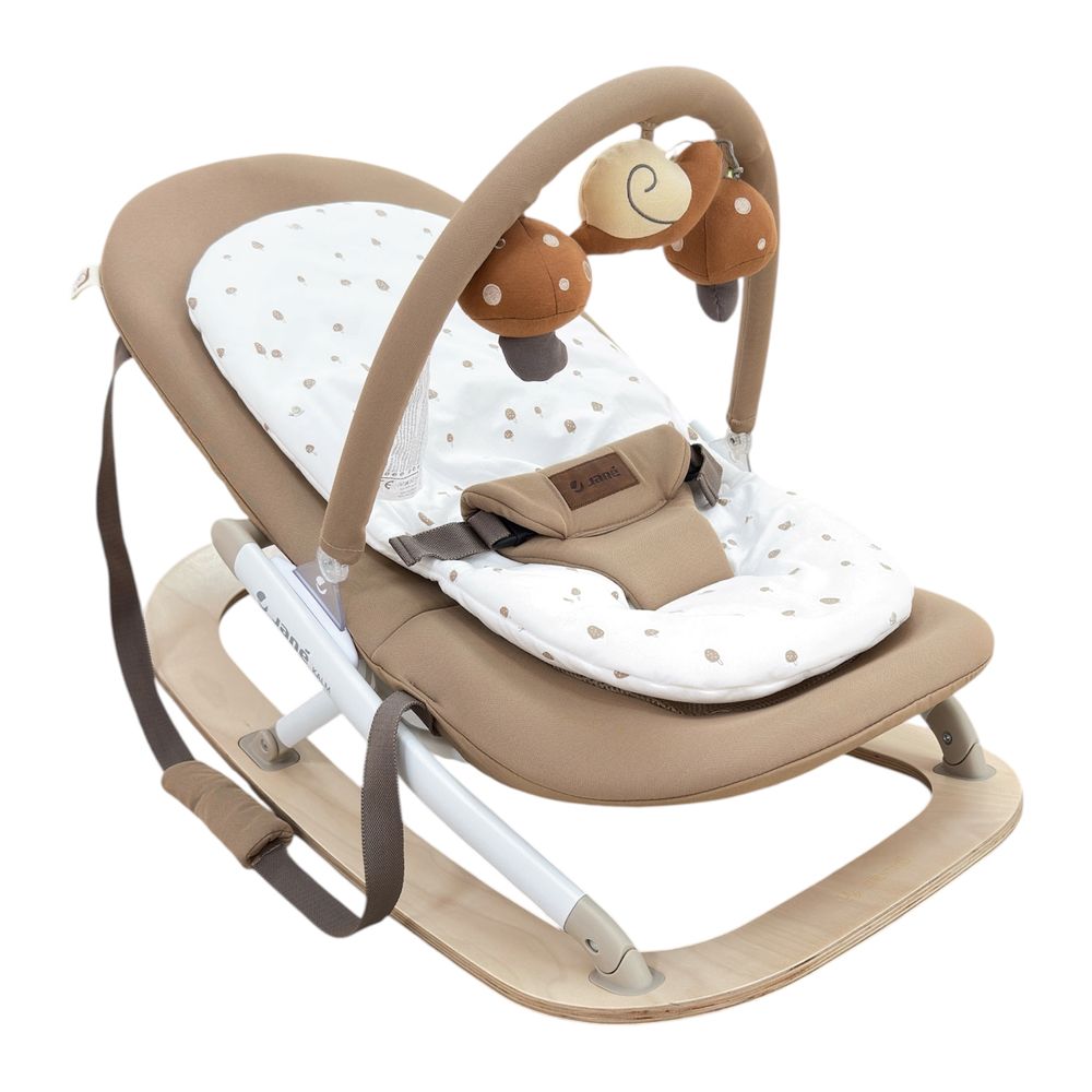 Jane - Kalm Wooden Baby Bouncer And Rocker With Activity Arch - Sesame