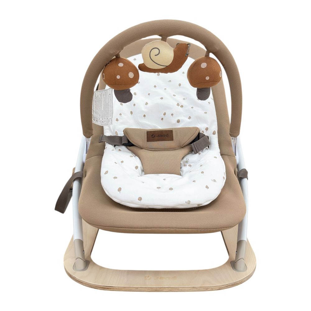 Jane - Kalm Wooden Baby Bouncer And Rocker With Activity Arch - Sesame