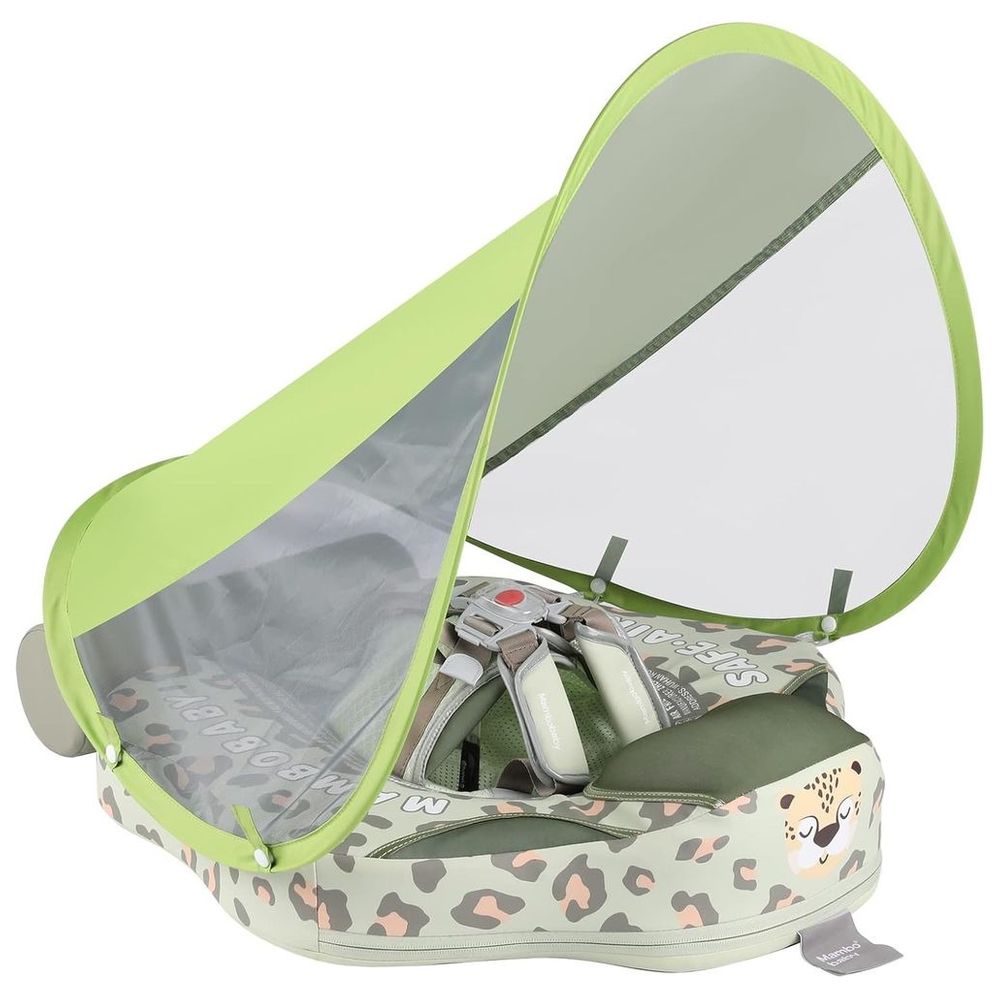 Mambobaby - Baby Swimming Float With Canopy - Leopard Green
