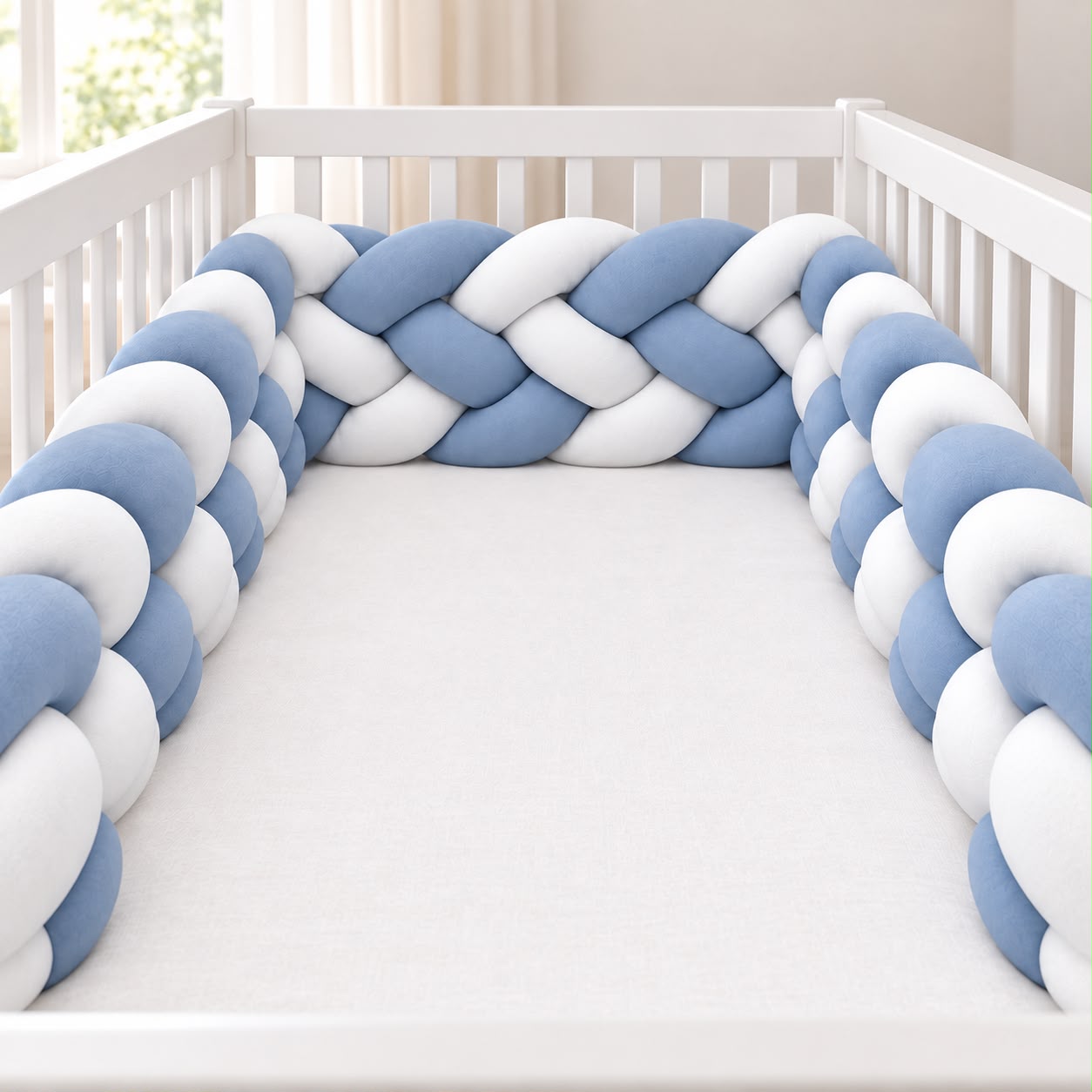Miila - Knotted Braided Crib Bumper - Blue - 280 cm