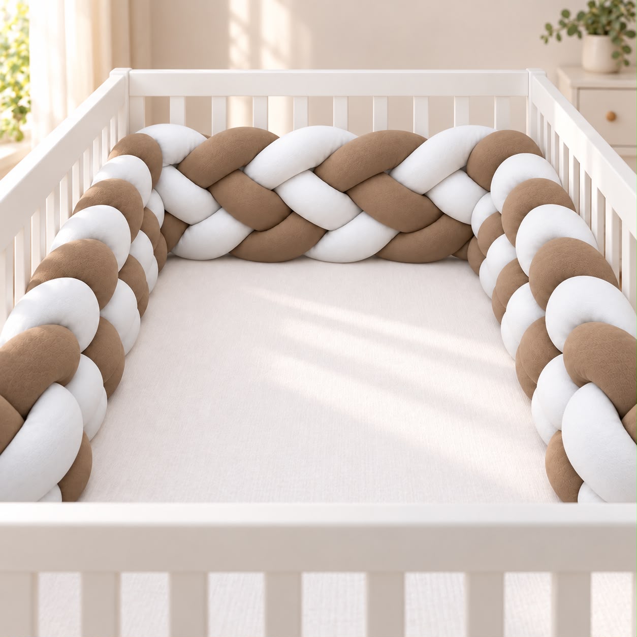 Miila - Knotted Braided Crib Bumper - Beige - 280 cm
