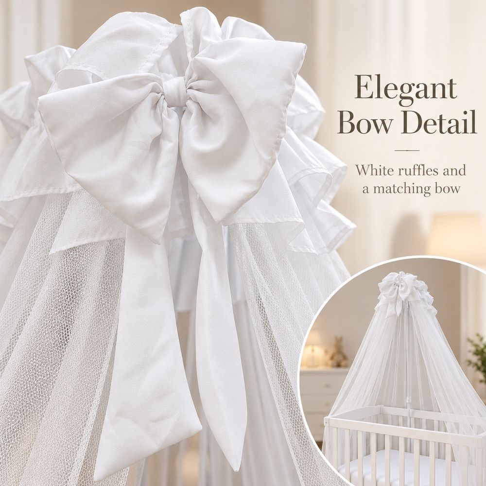 Miila - Baby Cot Mosquito Net With Adjustable Stand - White