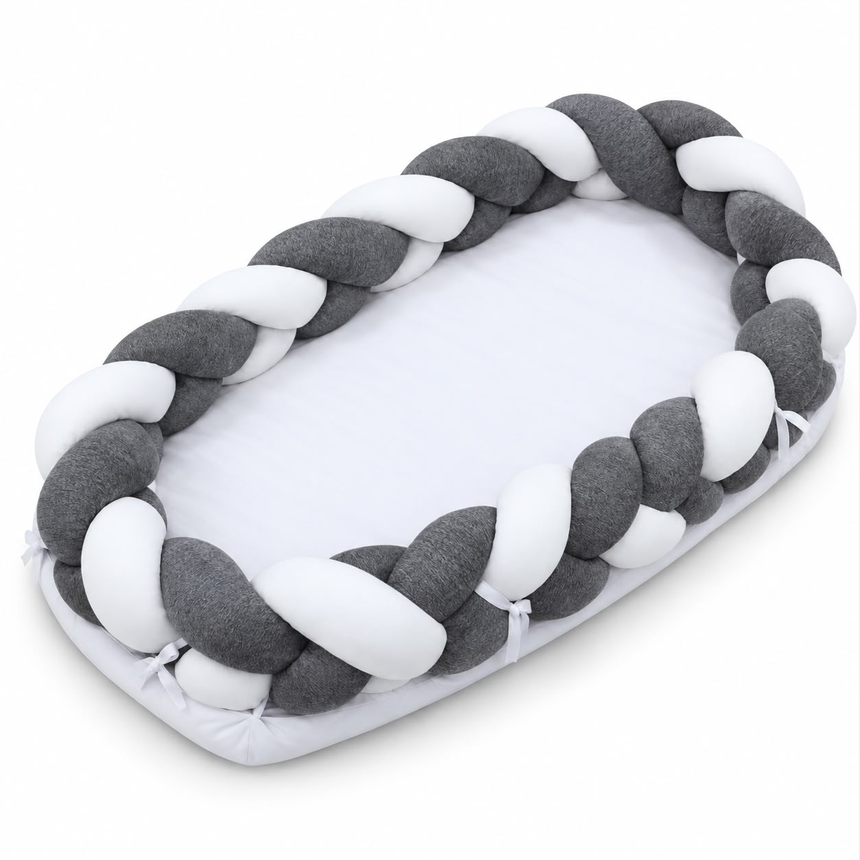 Miila - Baby Nest With Braided Bumper - Dark Grey