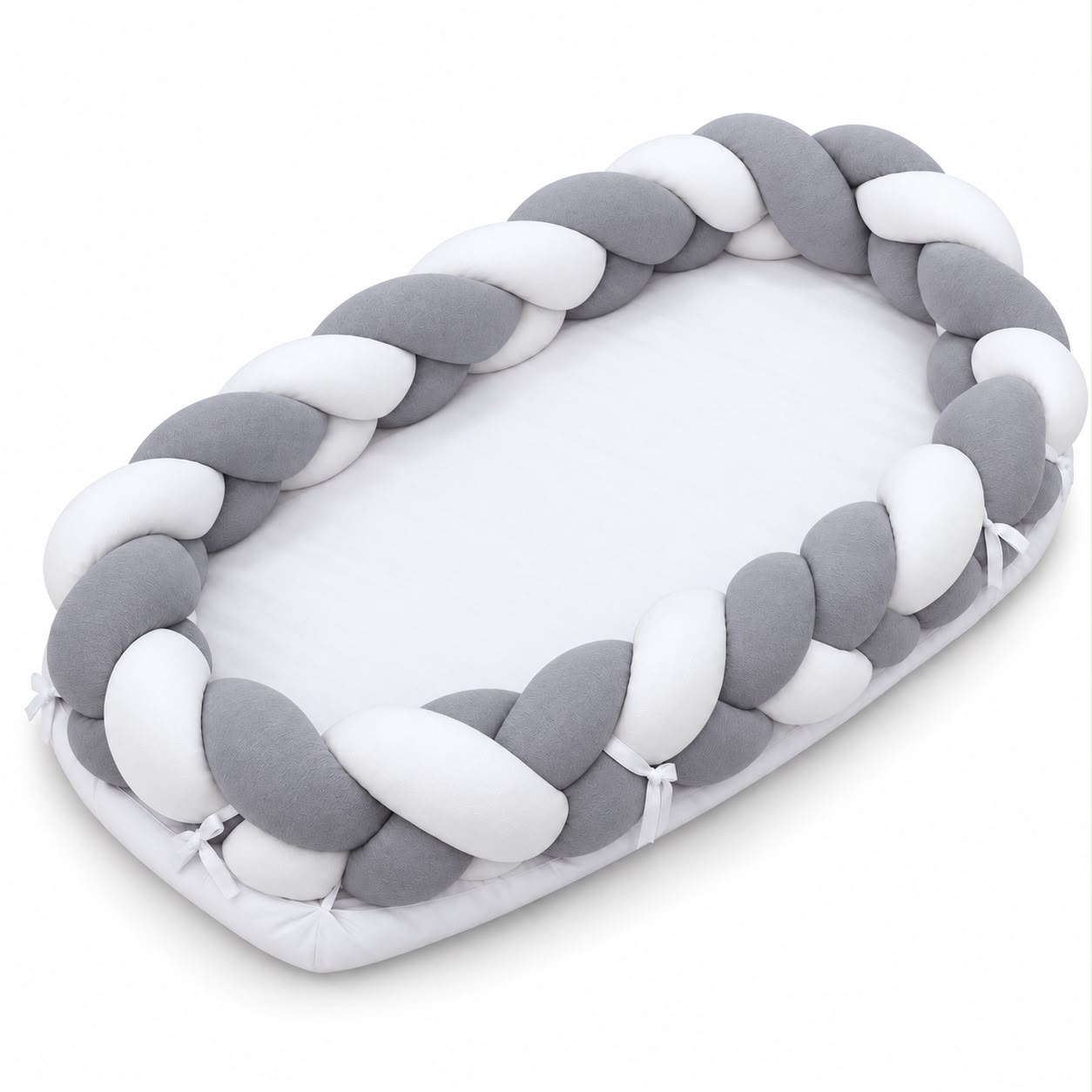 Miila - Baby Nest With Braided Bumper - Light Grey