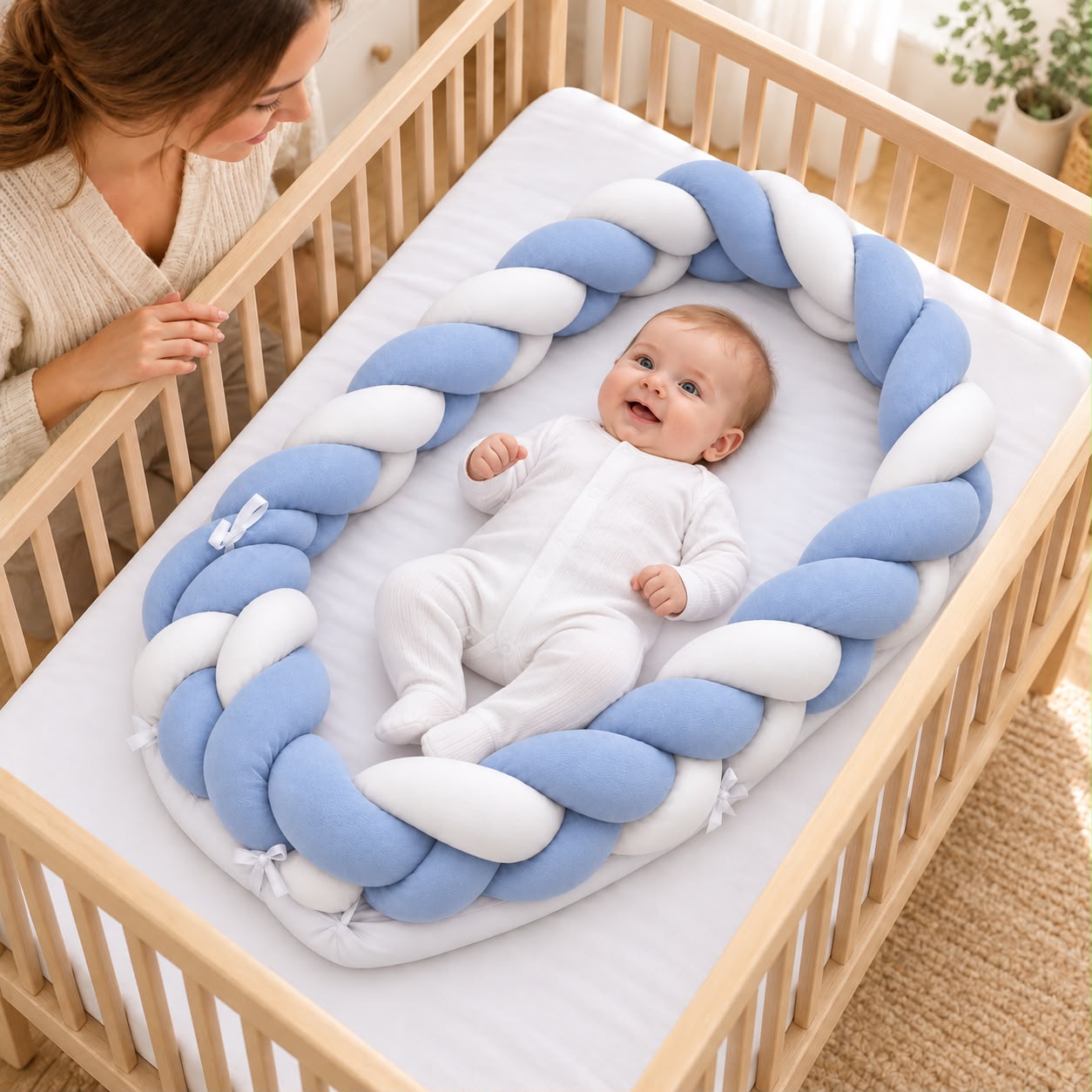 Miila - Baby Nest With Braided Bumper - Blue
